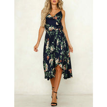 Load image into Gallery viewer, Bohe Floral Print Chiffon Long Dress 2019 Fashion Summer Spaghetti Strap V-Neck Party Casual Beach Sundress