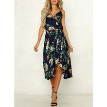 Load image into Gallery viewer, Bohe Floral Print Chiffon Long Dress 2019 Fashion Summer Spaghetti Strap V-Neck Party Casual Beach Sundress