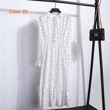 Load image into Gallery viewer, Chiffon High Elastic Waist Party Dress Bow A-line Women Full Sleeve Flower Print Floral Bohemian Dress Female Vestido Plus Size